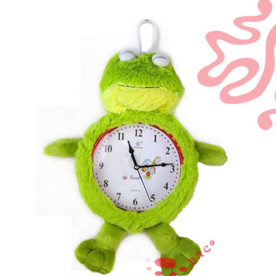Green Plush Frog Clock Toy