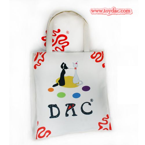 Brand color printed natural fabric shopping bag 